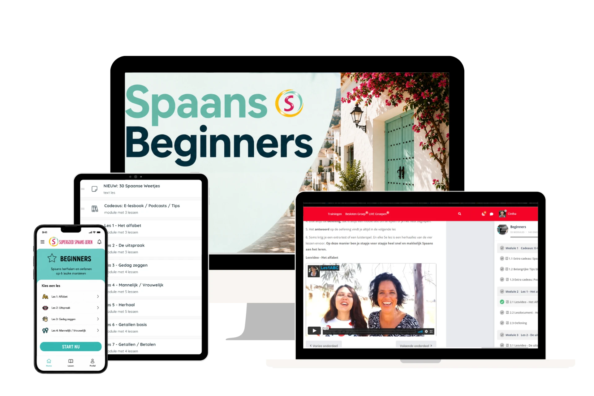 Cursus Spaans voor Beginners op computer, tablet en telefoon
