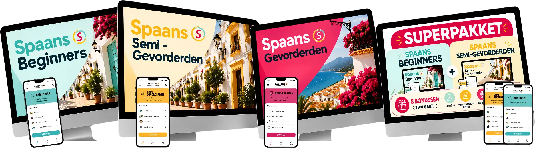 Onze cursussen Spaans: Beginners, Semi-Gevorderden, Gevorderden en het Superpakket