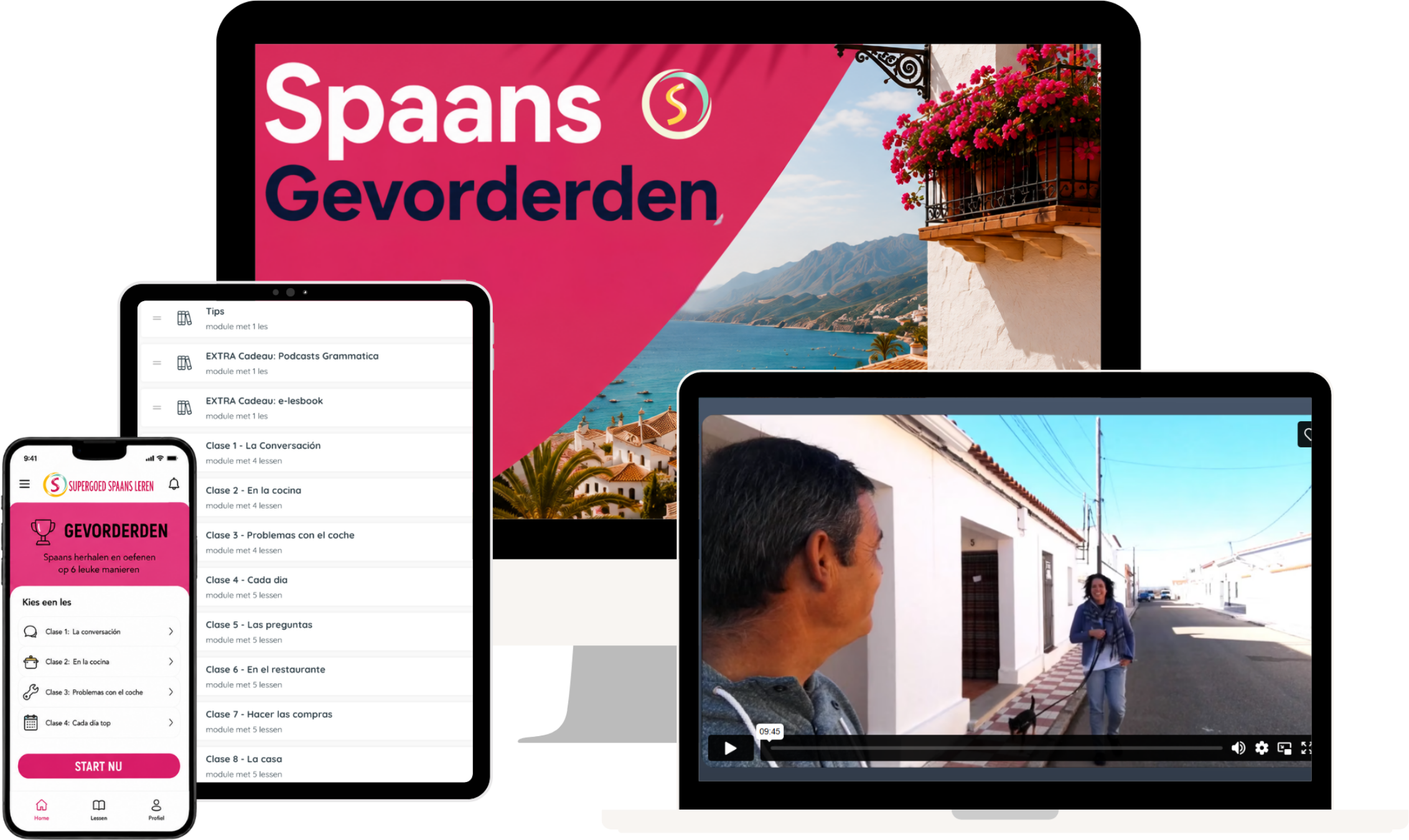 Cursus Spaans voor Gevorderden op laptop, tablet en telefoon