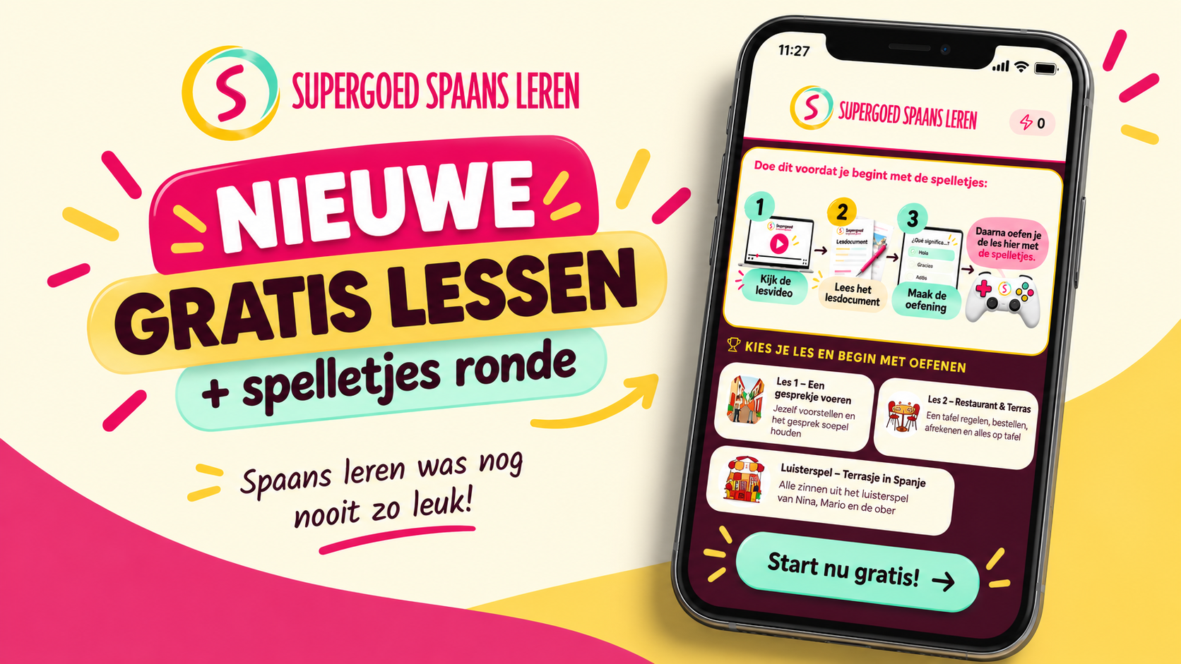 Nieuwe gratis lessen + spelletjesronde